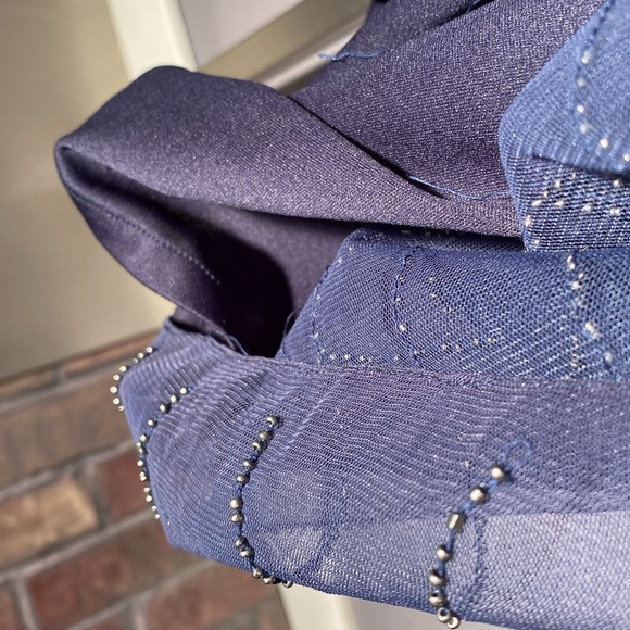 ANGIE - NWT - dress: grey lined mini, mesh overlay & beads / sequins, straps - L - Picture 12 of 16